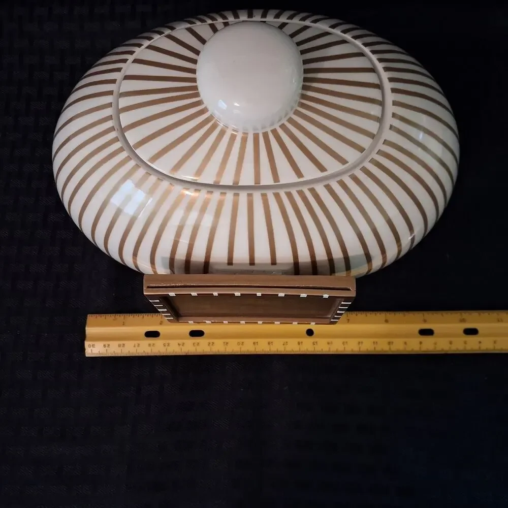 Happy Everything Coton Colors Gold Striped Cookie Jar w/ Frame EUC MINI-JAR-GLD
